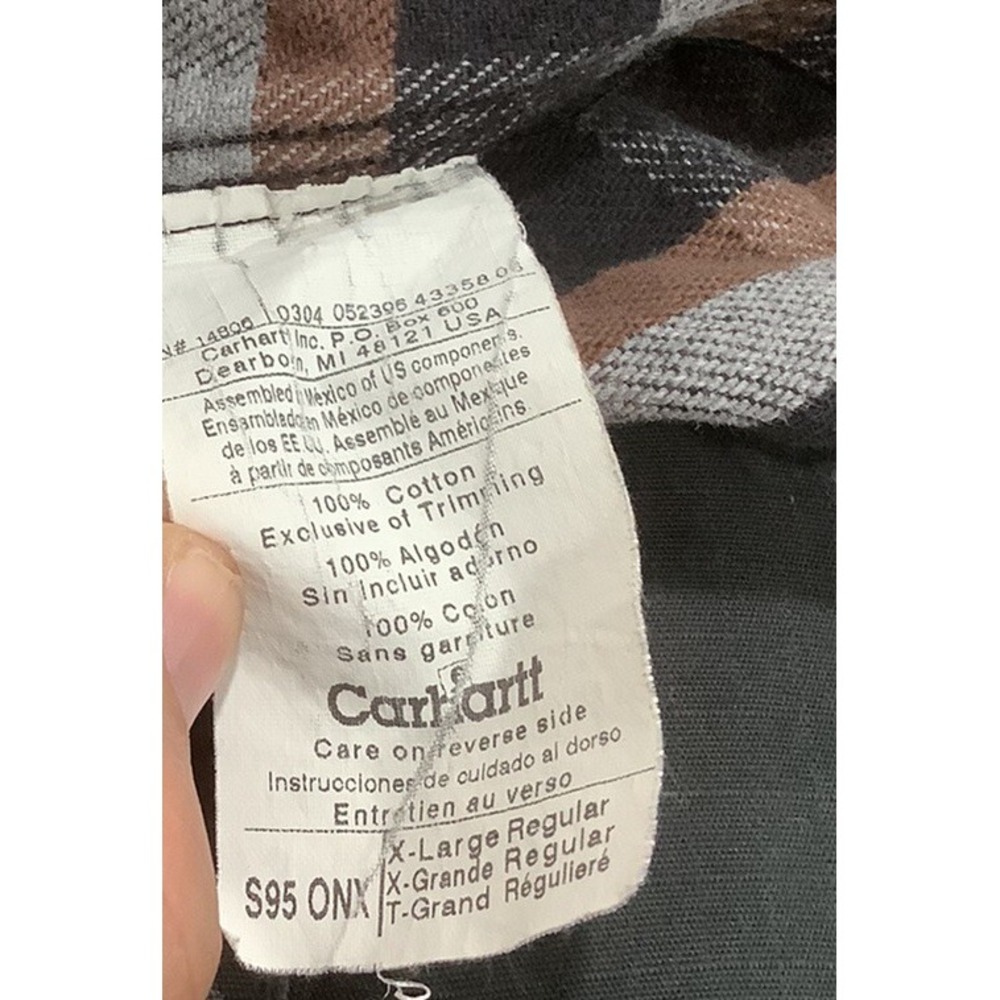 Vintage Carhartt Rugged Wear  Button Up Cotton Shirt Size XL Two Pocket Thick - Picture 5 of 5